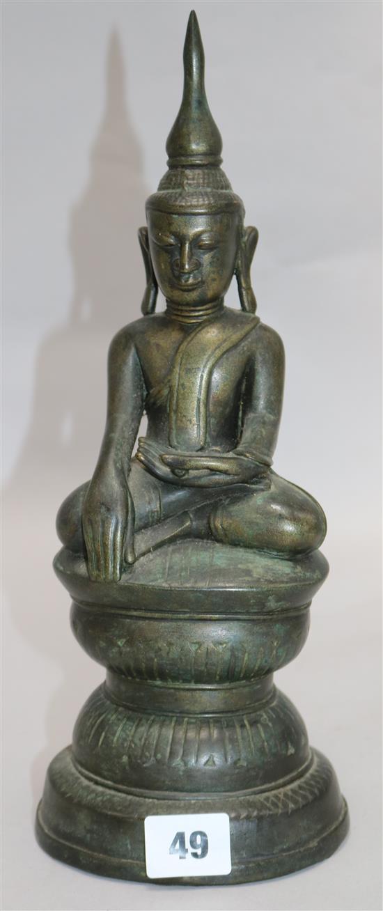A Burmese bronze figure of Buddha 32.5cm